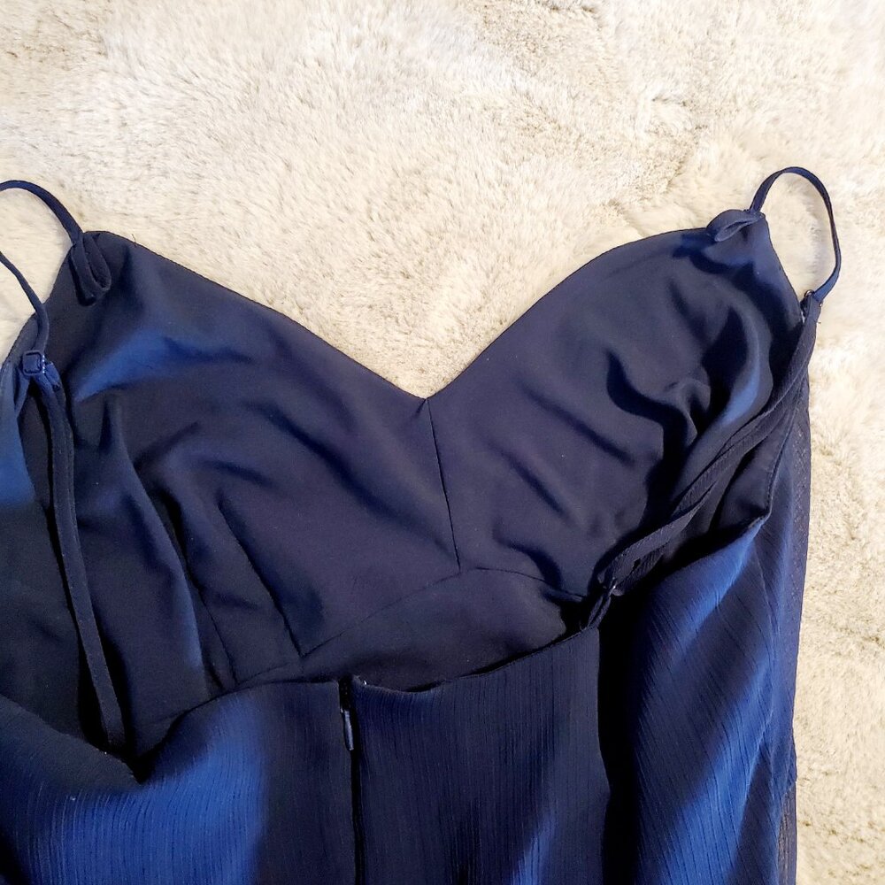 Bar III Navy Maxi Dress Size 12 Slip Dress Spaghetti Strap Flowy Elegant Minimal - Picture 7 of 12